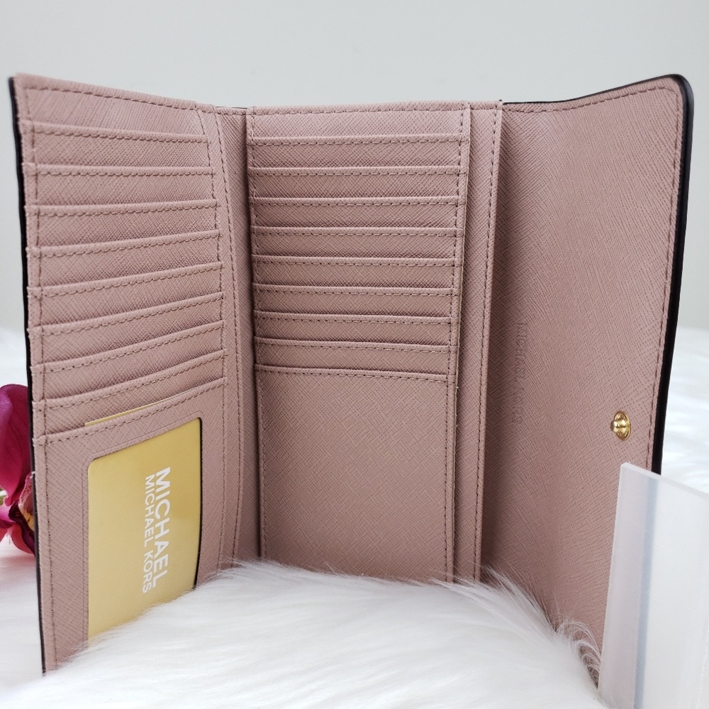 🌺NWT Michael Kors LG Trifold Wallet Blossom Pink - Picture 6 of 7